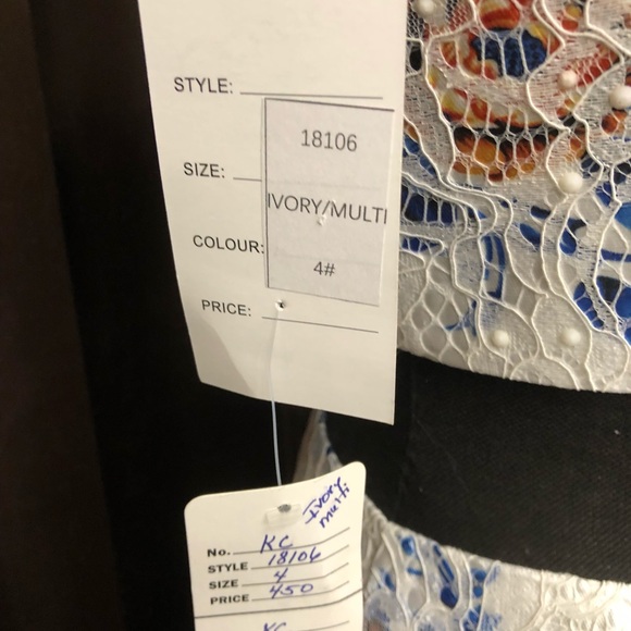 Lower priced Envious Couture Gown Size 4 Ivory & Multicolor Mermaid - Picture 5 of 13